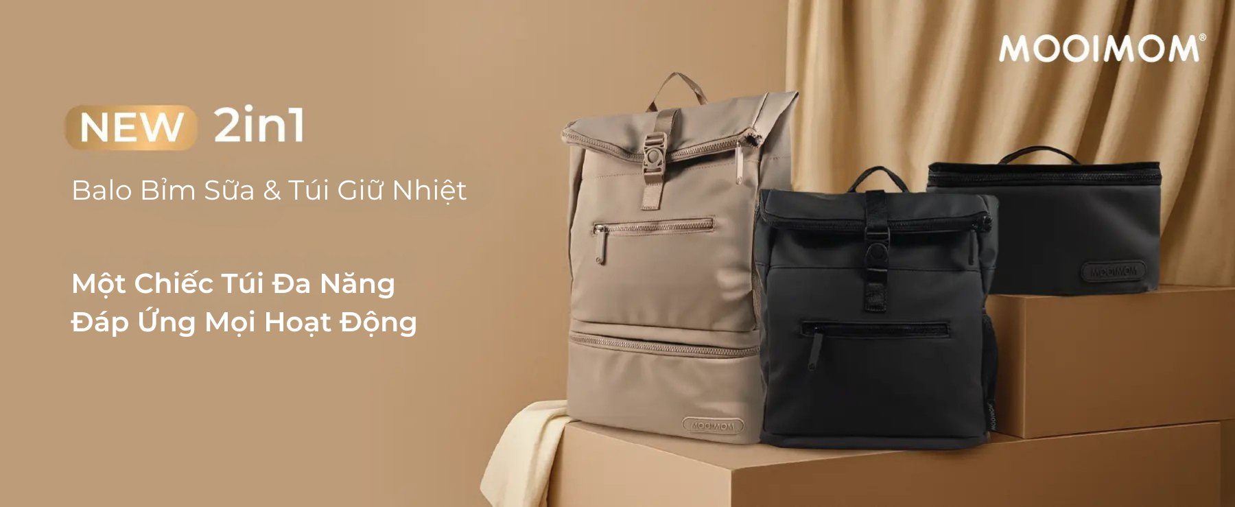 MOOIMOM Túi Bỉm Sữa Đa Năng 2in1 description image