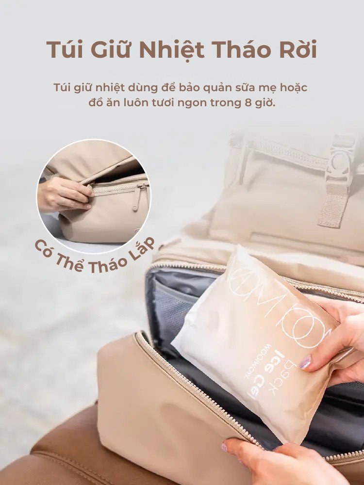 MOOIMOM Túi Bỉm Sữa Đa Năng 2in1 description image
