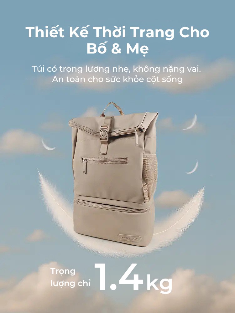 MOOIMOM Túi Bỉm Sữa Đa Năng 2in1 description image
