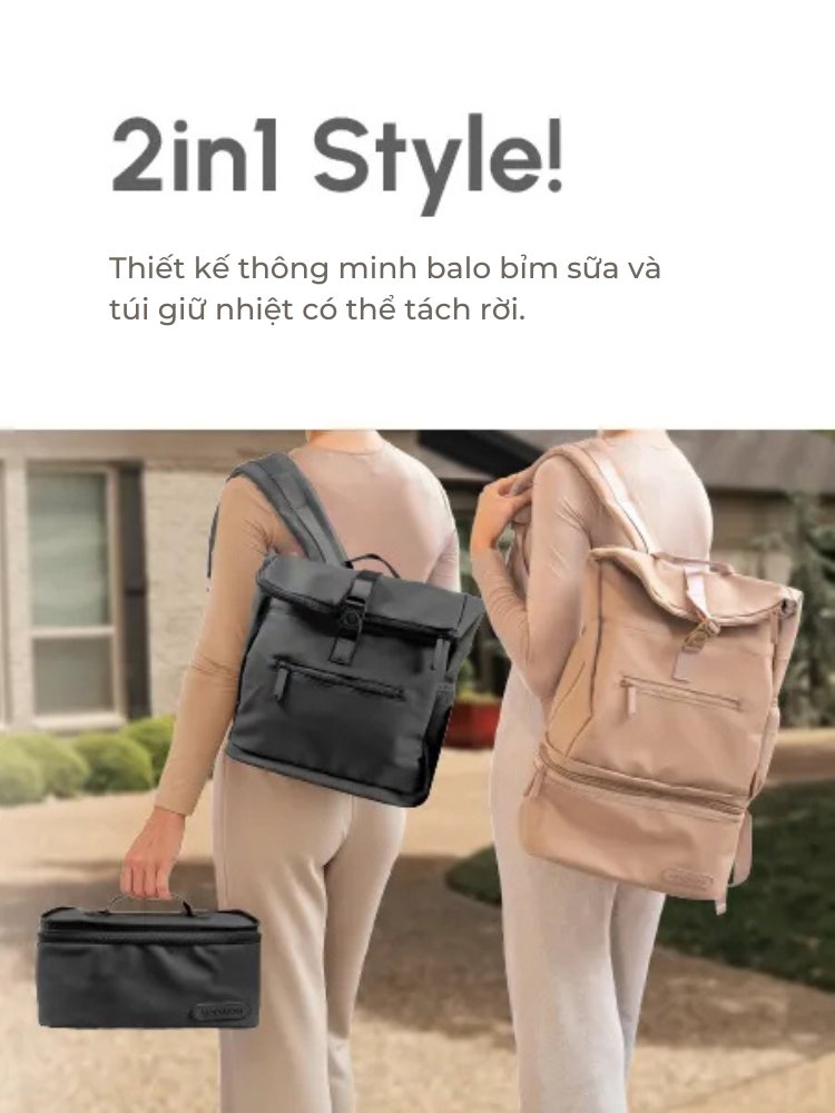 MOOIMOM Túi Bỉm Sữa Đa Năng 2in1 description image