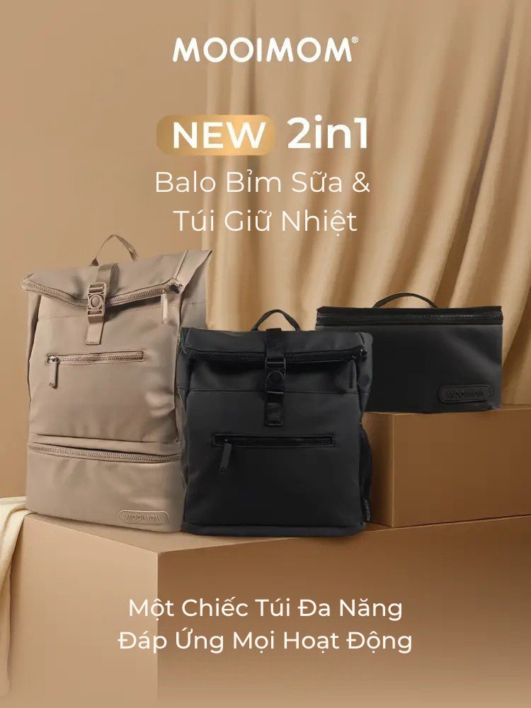 MOOIMOM Túi Bỉm Sữa Đa Năng 2in1 description image
