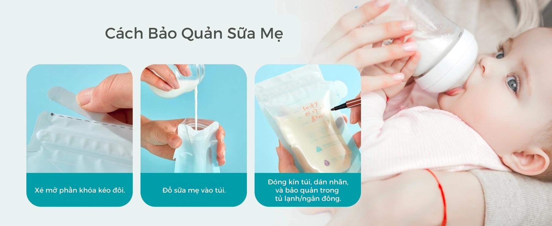 MOOIMOM Túi trữ sữa cảm ứng nhiệt 100ml description image