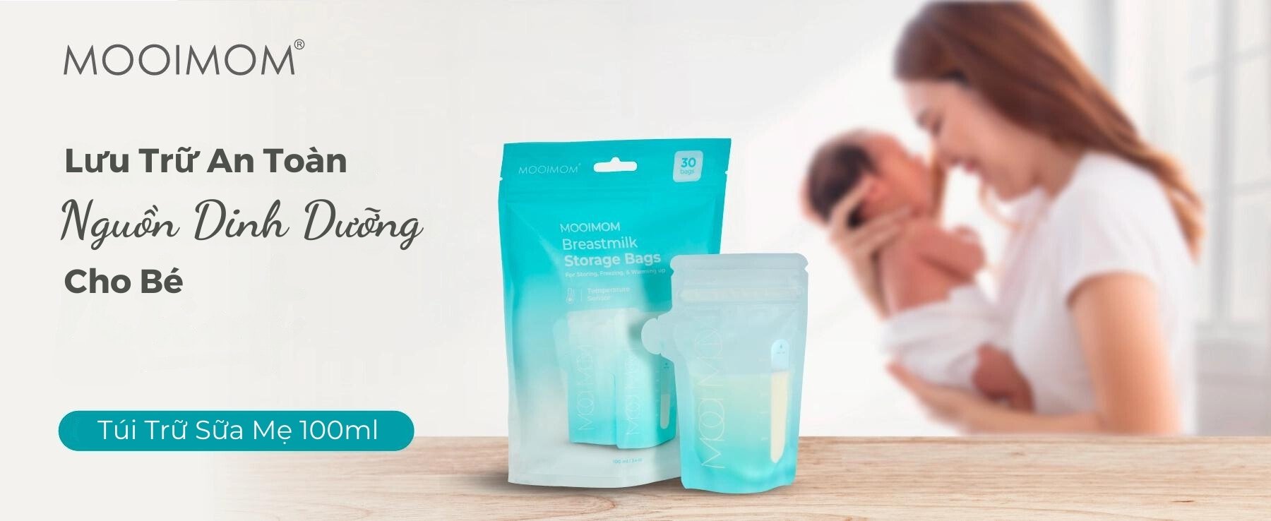 MOOIMOM Túi trữ sữa cảm ứng nhiệt 100ml description image