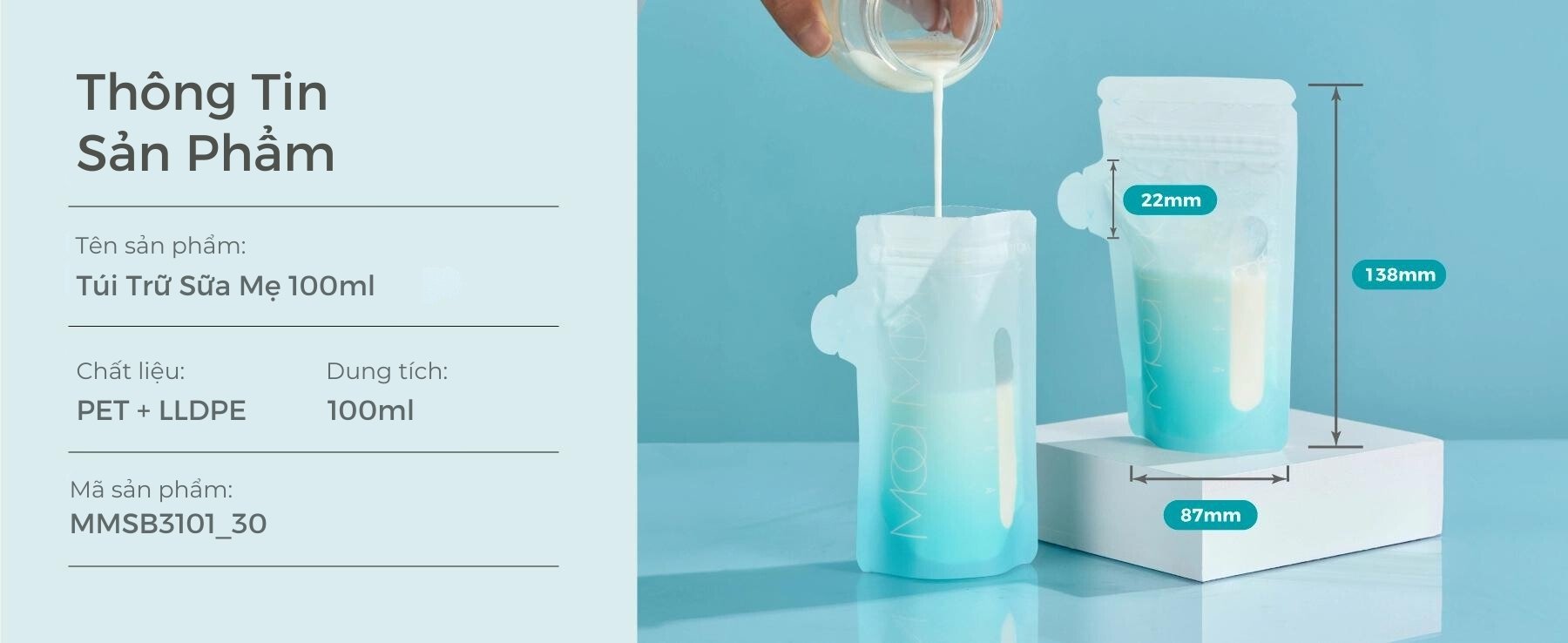 MOOIMOM Túi trữ sữa cảm ứng nhiệt 100ml description image