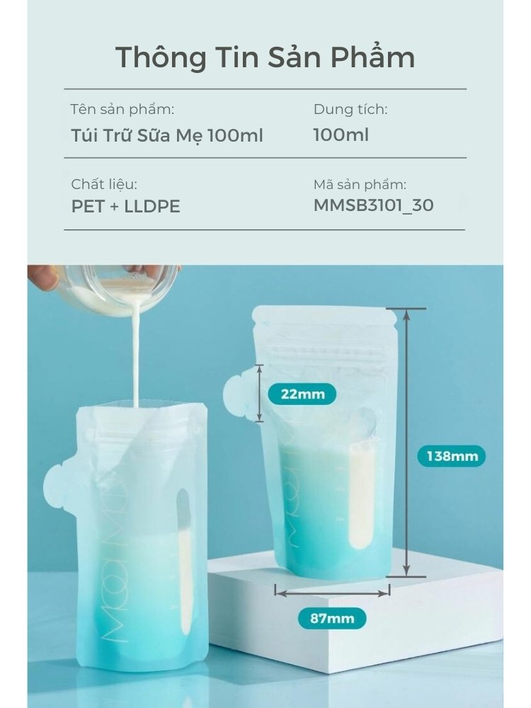 MOOIMOM Túi trữ sữa cảm ứng nhiệt 100ml description image