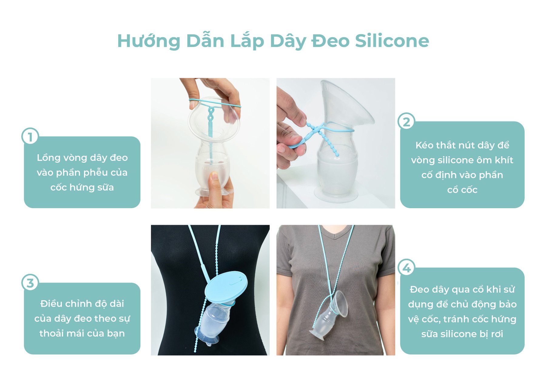 MOOIMOM Cốc Hứng Sữa Silicone Cao Cấp Cho Mẹ Sau Sinh Chống Tràn, Kèm Nắp Đậy & Dây Đeo Tiện Lợi description image