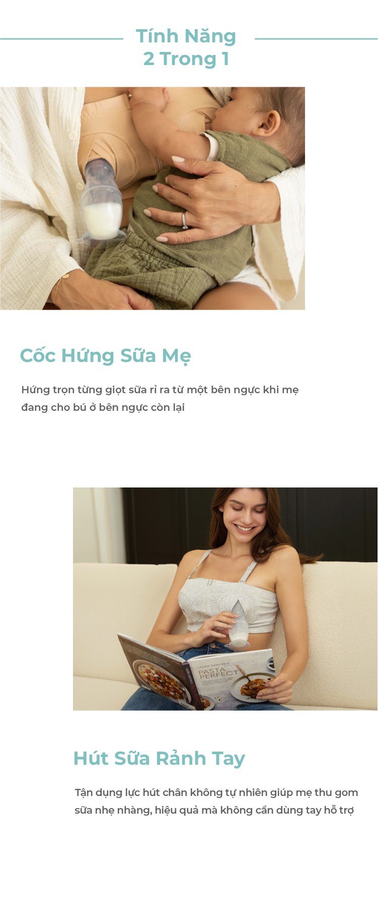 MOOIMOM Cốc Hứng Sữa Silicone Cao Cấp Cho Mẹ Sau Sinh Chống Tràn, Kèm Nắp Đậy & Dây Đeo Tiện Lợi description image