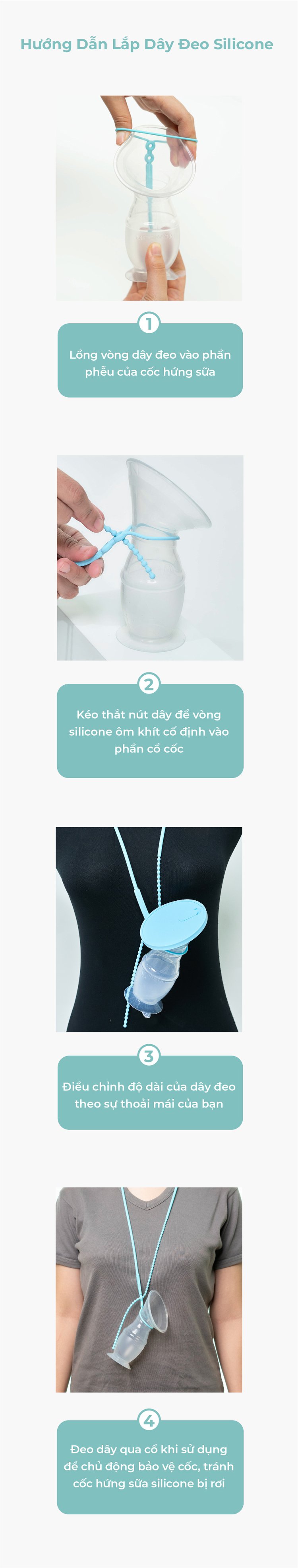 MOOIMOM Cốc Hứng Sữa Silicone Cao Cấp Cho Mẹ Sau Sinh Chống Tràn, Kèm Nắp Đậy & Dây Đeo Tiện Lợi description image