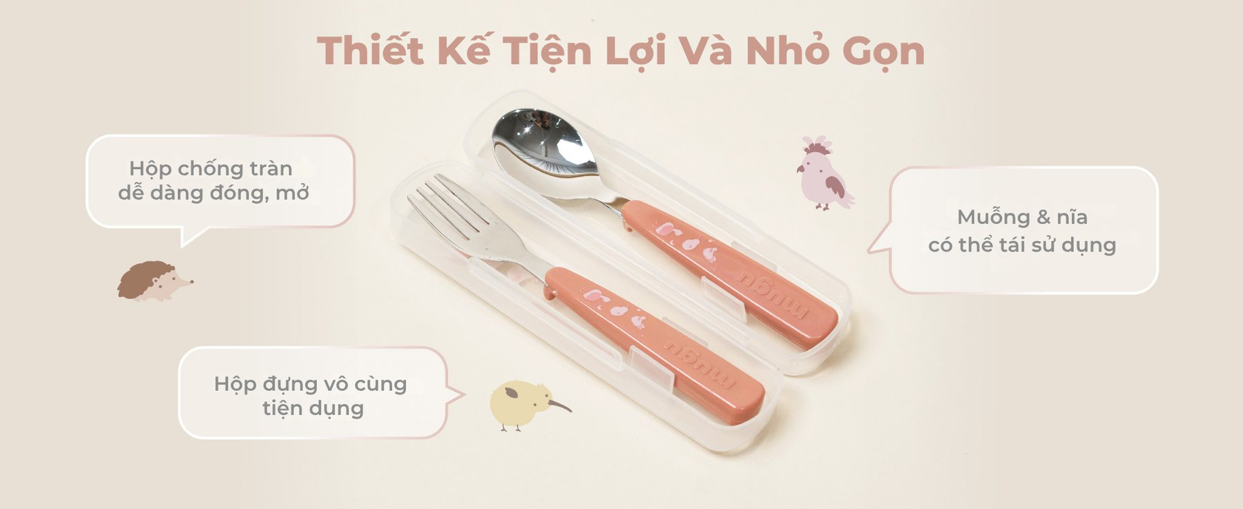 mugu Bộ Hộp Cơm 3 Món Bao Gồm Hộp Cơm Bento, Túi Đựng Hộp Cơm Đa Năng, Set Muỗng và Nĩa Cho Bé description image