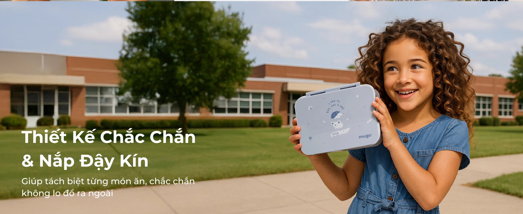 mugu Bộ Hộp Cơm 3 Món Bao Gồm Hộp Cơm Bento, Túi Đựng Hộp Cơm Đa Năng, Set Muỗng và Nĩa Cho Bé description image