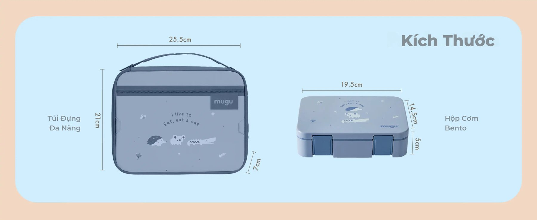 mugu Bộ Hộp Cơm Kèm Túi Đựng Tiện Lợi Cho Bé description image