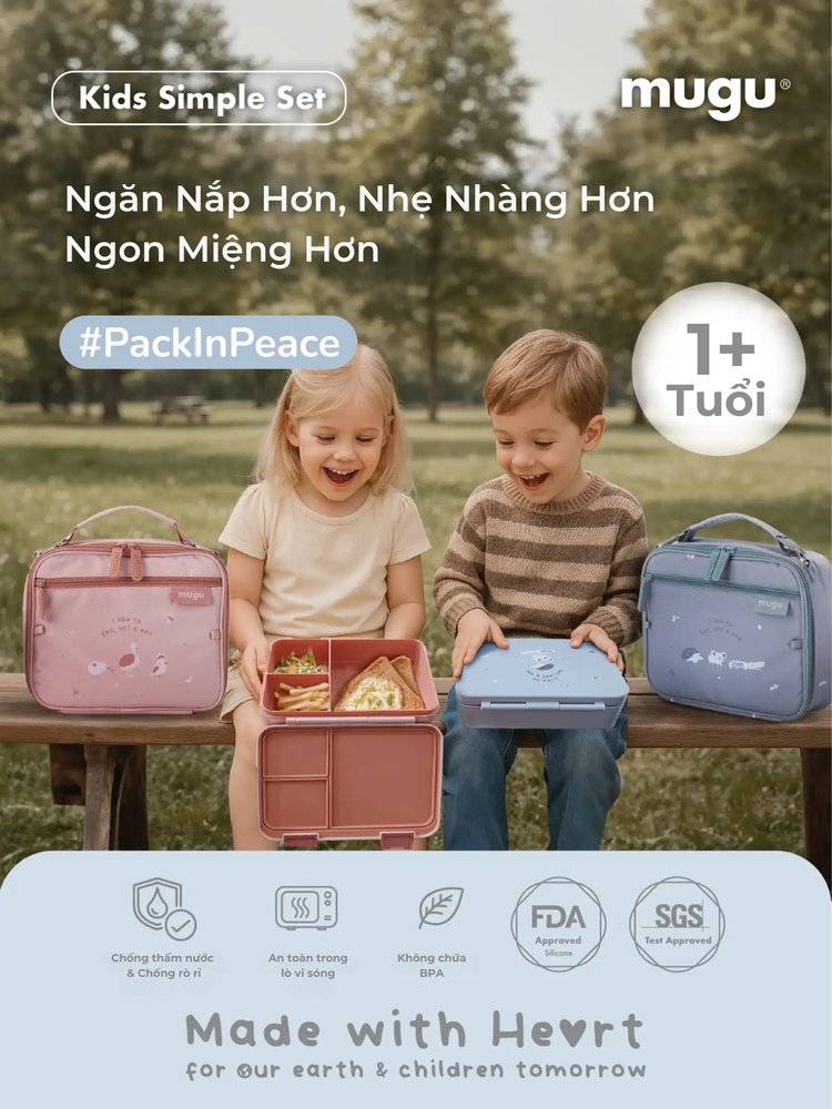mugu Bộ Hộp Cơm Kèm Túi Đựng Tiện Lợi Cho Bé description image