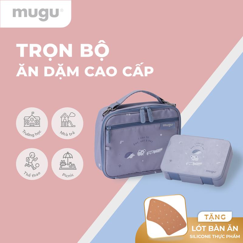 mugu Bộ Hộp Cơm Kèm Túi Đựng Tiện Lợi Cho Bé