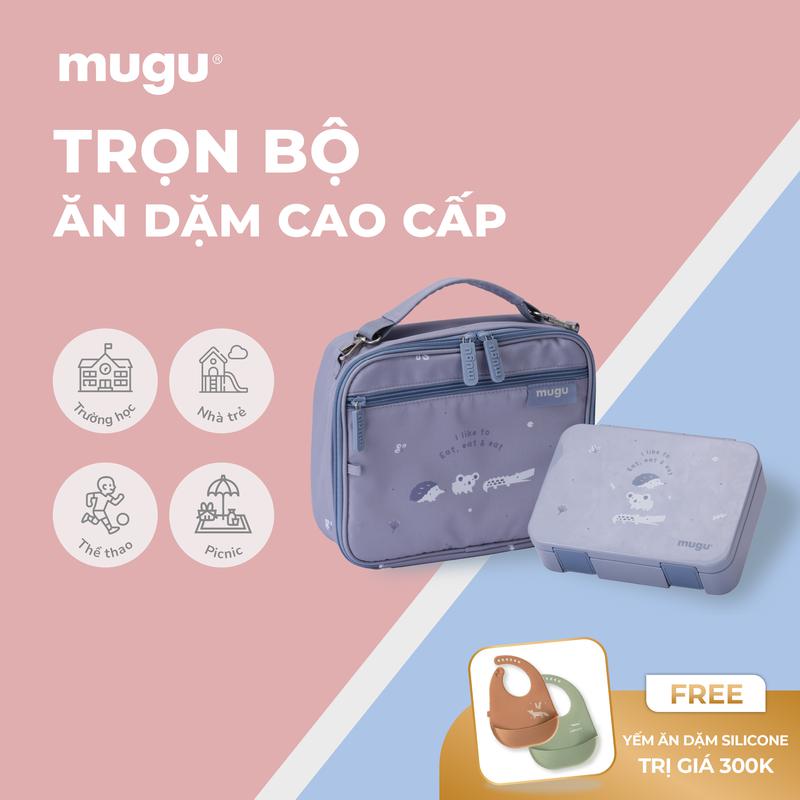mugu Bộ Hộp Cơm Kèm Túi Đựng Tiện Lợi Cho Bé