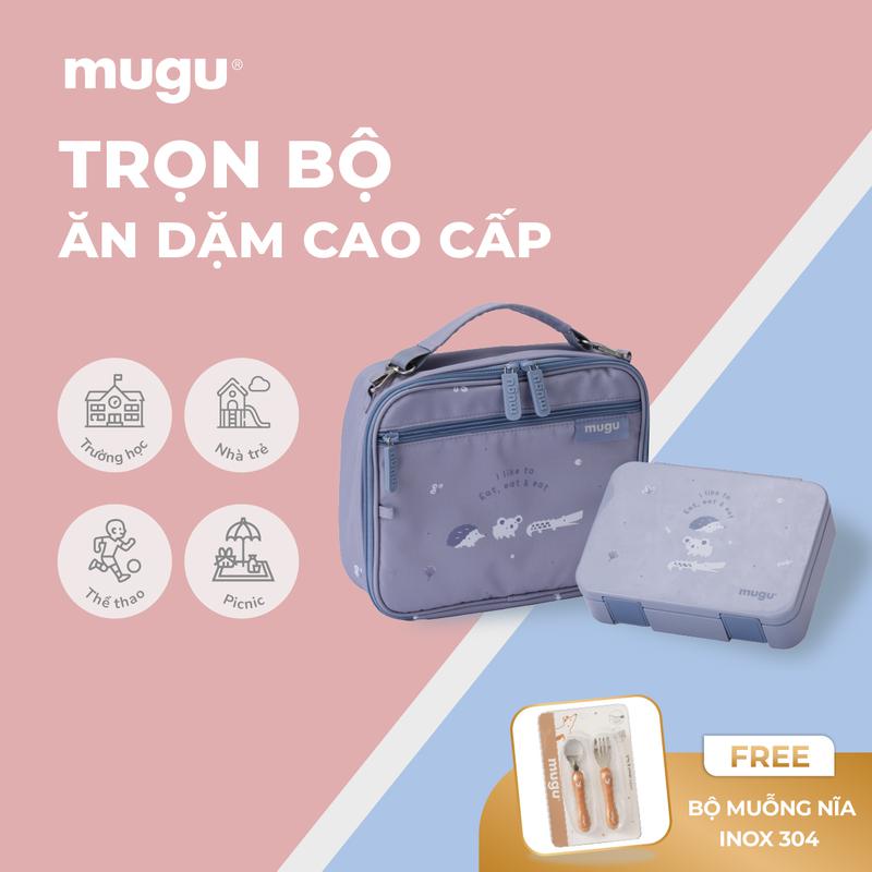 mugu Bộ Hộp Cơm Kèm Túi Đựng Tiện Lợi Cho Bé
